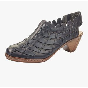 Rieker black leather woven slingback Leath 40 9